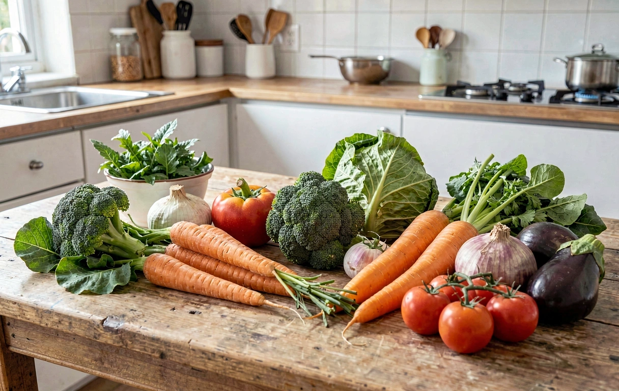 Ingredientes frescos en la cocina de Balance Daily